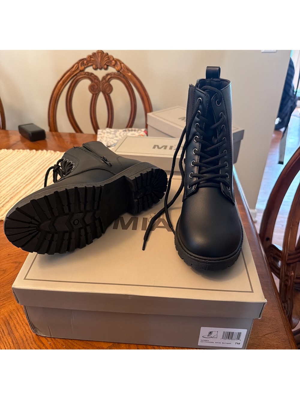 MIA Black Lace-Up Lug Sole Boots for Men